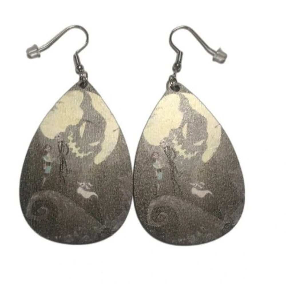 Nightmare Before Christmas Earrings Jack Sally Teardrop Dangle Halloween